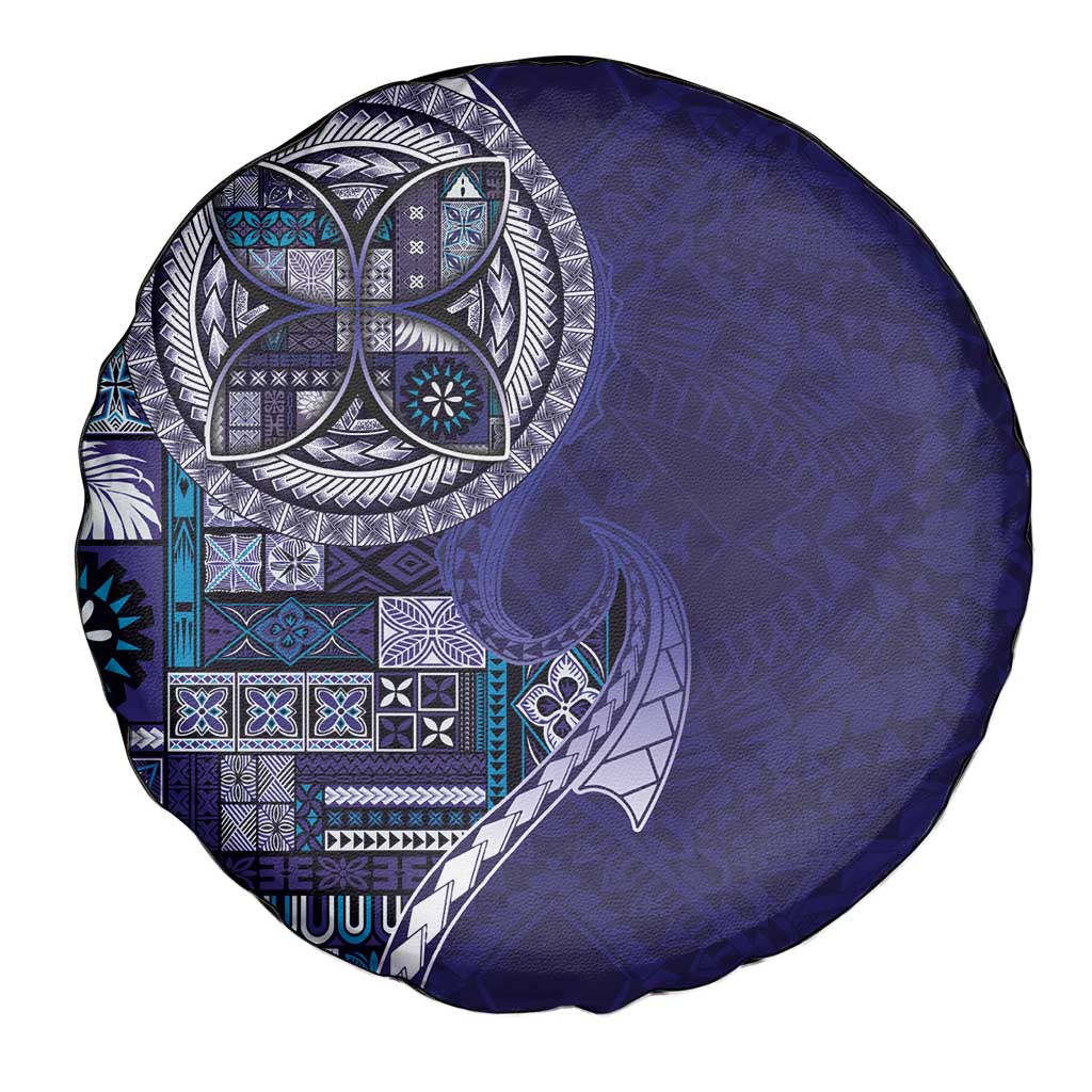 Samoan Siapo Art Tattoo Polynesian Pattern Spare Tire Cover Navy Color - Polynesian Pride