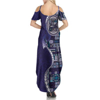 Samoan Siapo Art Tattoo Polynesian Pattern Summer Maxi Dress Navy Color LT03 - Polynesian Pride