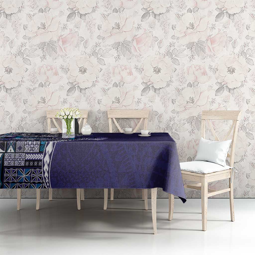 Samoan Siapo Art Tattoo Polynesian Pattern Tablecloth Navy Color - Polynesian Pride