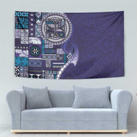 Samoan Siapo Art Tattoo Polynesian Pattern Tapestry Navy Color - Polynesian Pride