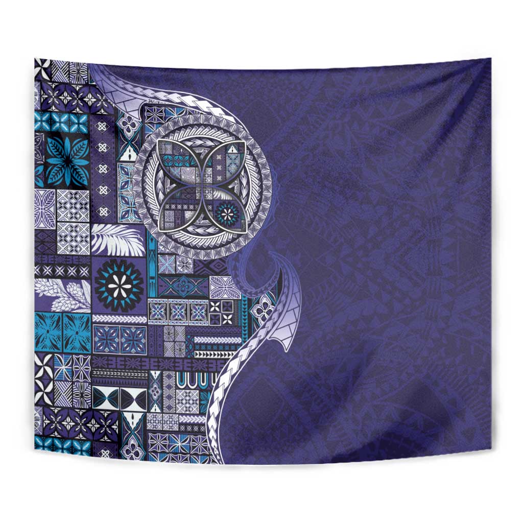 Samoan Siapo Art Tattoo Polynesian Pattern Tapestry Navy Color - Polynesian Pride