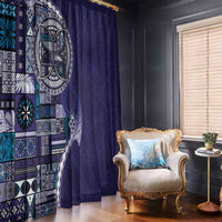 Samoan Siapo Art Tattoo Polynesian Pattern Window Curtain Navy Color LT03 - Polynesian Pride