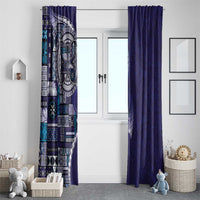 Samoan Siapo Art Tattoo Polynesian Pattern Window Curtain Navy Color LT03 - Polynesian Pride