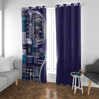 Samoan Siapo Art Tattoo Polynesian Pattern Window Curtain Navy Color LT03 With Grommets Navy - Polynesian Pride