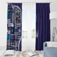 Samoan Siapo Art Tattoo Polynesian Pattern Window Curtain Navy Color LT03 - Polynesian Pride