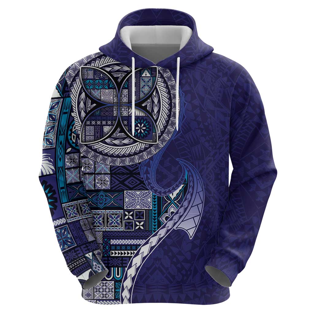 Samoan Siapo Art Tattoo Polynesian Pattern Zip Hoodie Navy Color - Polynesian Pride