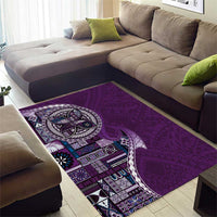 Samoan Siapo Art Tattoo Polynesian Pattern Area Rug Purple Color LT03 - Polynesian Pride