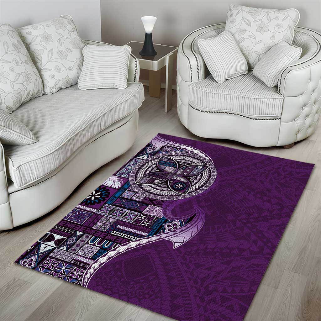 Samoan Siapo Art Tattoo Polynesian Pattern Area Rug Purple Color LT03 - Polynesian Pride