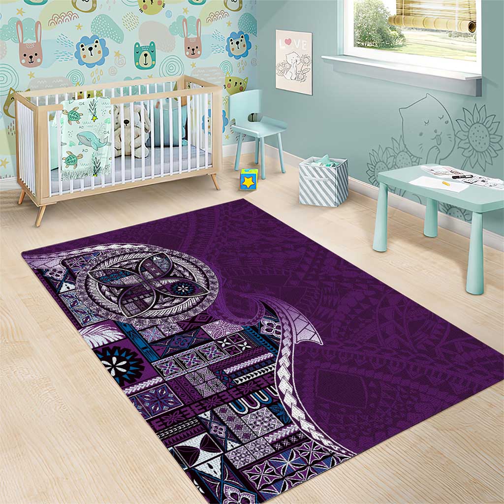 Samoan Siapo Art Tattoo Polynesian Pattern Area Rug Purple Color LT03 - Polynesian Pride