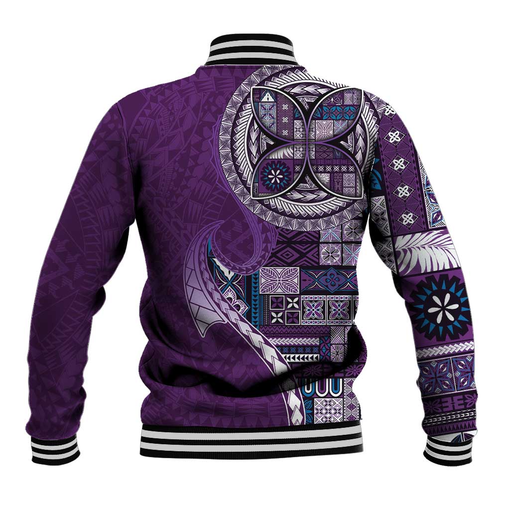 Samoan Siapo Art Tattoo Polynesian Pattern Baseball Jacket Purple Color - Polynesian Pride