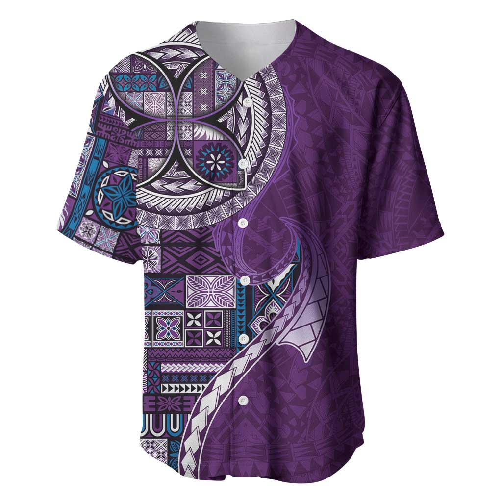 Samoan Siapo Art Tattoo Polynesian Pattern Baseball Jersey Purple Color - Polynesian Pride