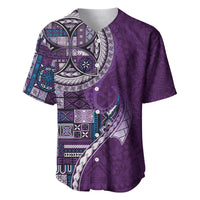 Samoan Siapo Art Tattoo Polynesian Pattern Baseball Jersey Purple Color - Polynesian Pride