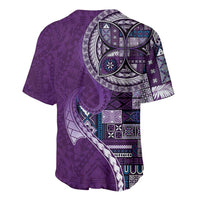 Samoan Siapo Art Tattoo Polynesian Pattern Baseball Jersey Purple Color - Polynesian Pride