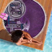 Samoan Siapo Art Tattoo Polynesian Pattern Beach Blanket Purple Color - Polynesian Pride
