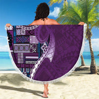 Samoan Siapo Art Tattoo Polynesian Pattern Beach Blanket Purple Color - Polynesian Pride