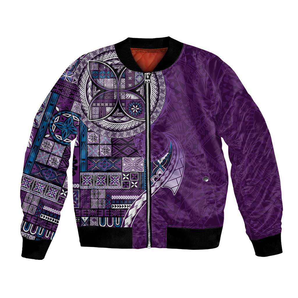 Samoan Siapo Art Tattoo Polynesian Pattern Bomber Jacket Purple Color - Polynesian Pride