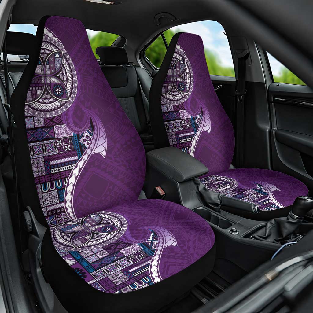 Samoan Siapo Art Tattoo Polynesian Pattern Car Seat Cover Purple Color - Polynesian Pride