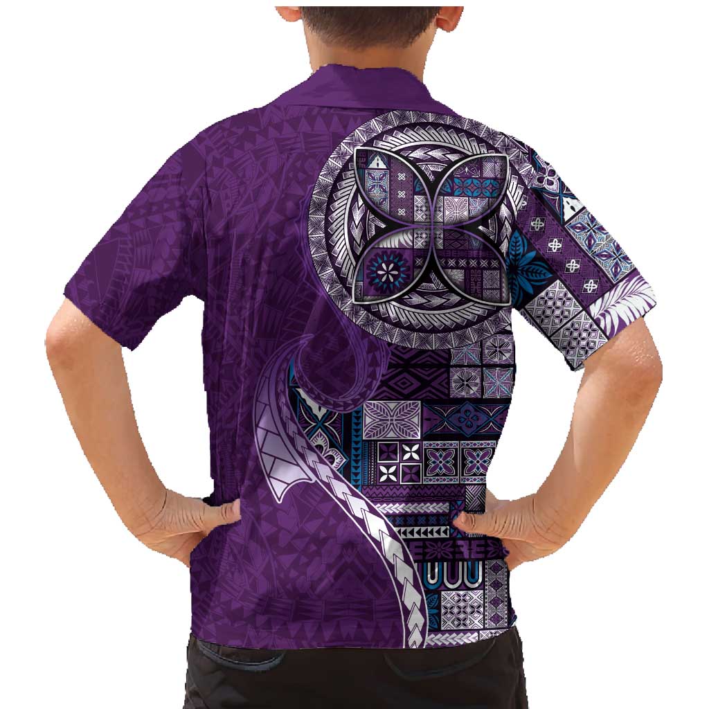 Samoan Siapo Art Tattoo Polynesian Pattern Family Matching Mermaid Dress and Hawaiian Shirt Purple Color - Polynesian Pride