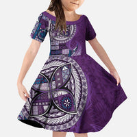 Samoan Siapo Art Tattoo Polynesian Pattern Family Matching Mermaid Dress and Hawaiian Shirt Purple Color - Polynesian Pride