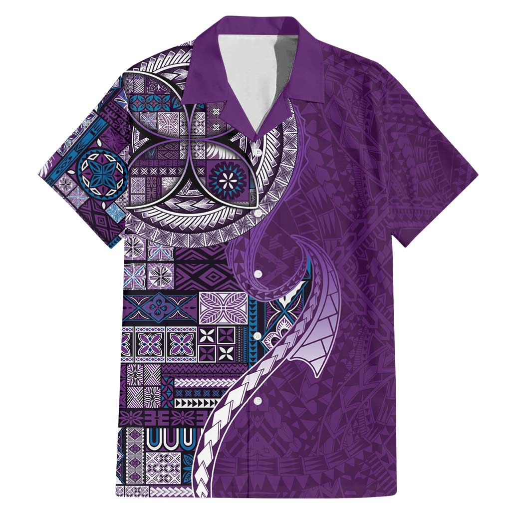 Samoan Siapo Art Tattoo Polynesian Pattern Family Matching Mermaid Dress and Hawaiian Shirt Purple Color - Polynesian Pride