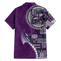 Samoan Siapo Art Tattoo Polynesian Pattern Family Matching Puletasi and Hawaiian Shirt Purple Color - Polynesian Pride