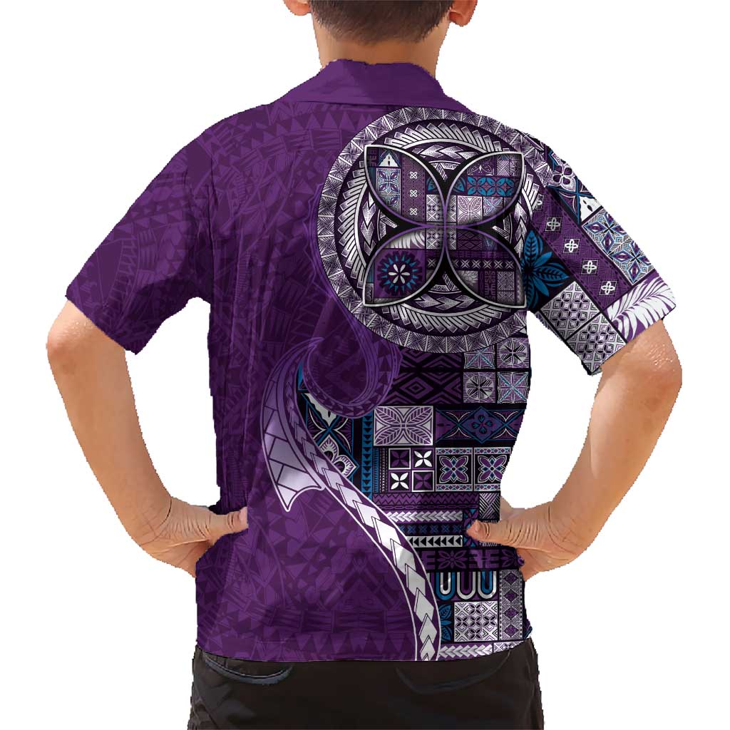 Samoan Siapo Art Tattoo Polynesian Pattern Kid Hawaiian Shirt Purple Color - Polynesian Pride