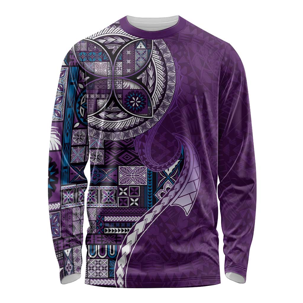 Samoan Siapo Art Tattoo Polynesian Pattern Long Sleeve Shirt Purple Color - Polynesian Pride