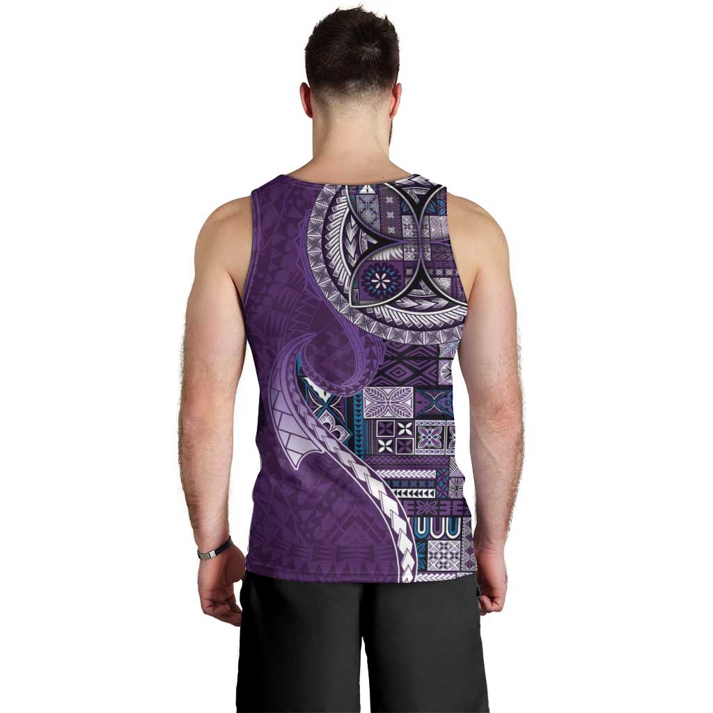 Samoan Siapo Art Tattoo Polynesian Pattern Men Tank Top Purple Color - Polynesian Pride