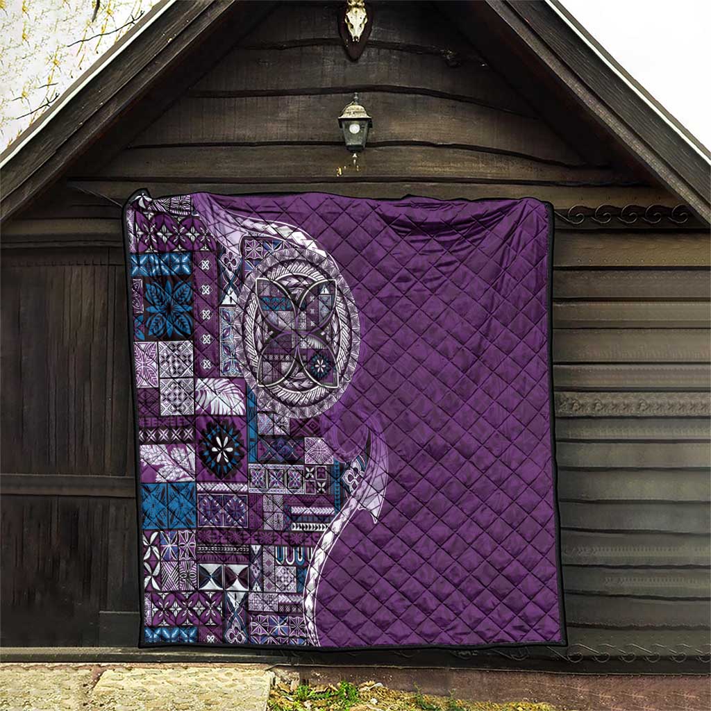 Samoan Siapo Art Tattoo Polynesian Pattern Quilt Purple Color - Polynesian Pride