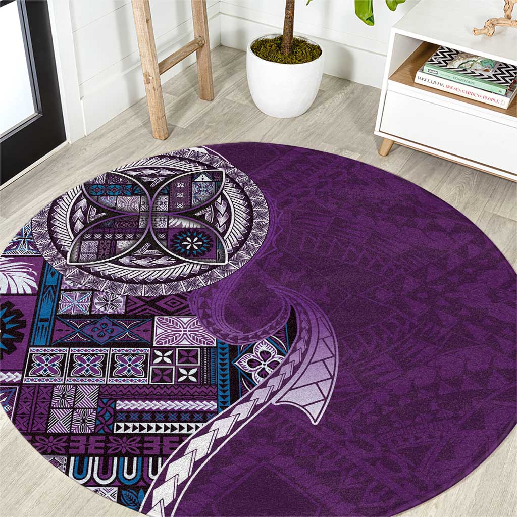 Samoan Siapo Art Tattoo Polynesian Pattern Round Carpet Purple Color - Polynesian Pride