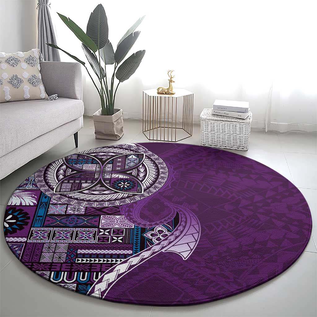 Samoan Siapo Art Tattoo Polynesian Pattern Round Carpet Purple Color - Polynesian Pride