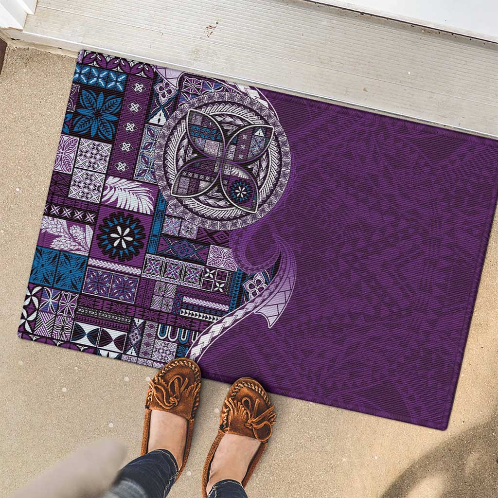 Samoan Siapo Art Tattoo Polynesian Pattern Rubber Doormat Purple Color - Polynesian Pride