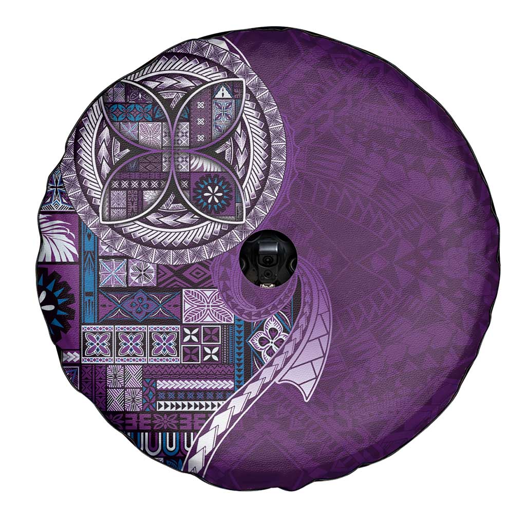 Samoan Siapo Art Tattoo Polynesian Pattern Spare Tire Cover Purple Color - Polynesian Pride