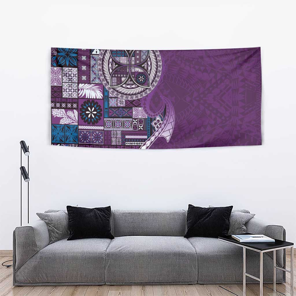 Samoan Siapo Art Tattoo Polynesian Pattern Tapestry Purple Color - Polynesian Pride