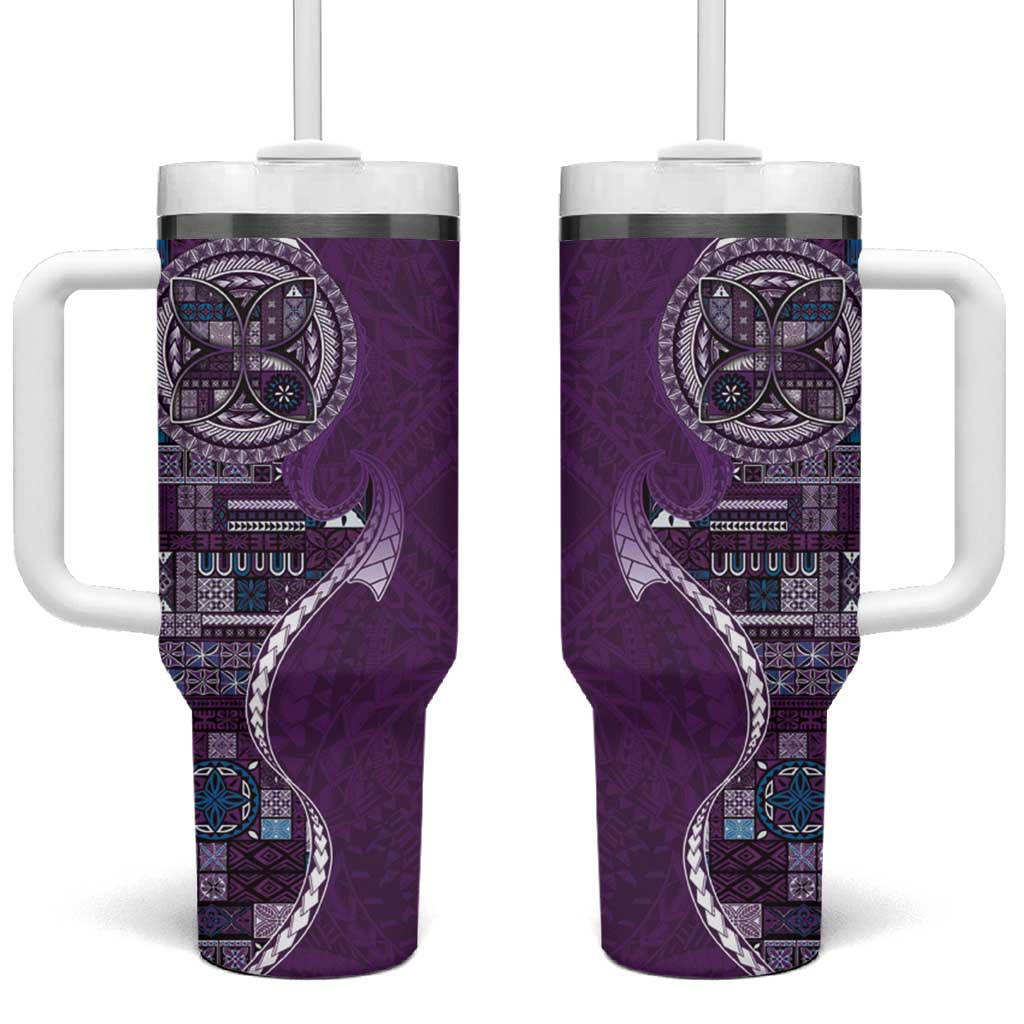 Samoan Siapo Art Tattoo Polynesian Pattern Tumbler With Handle Purple Color LT03 One Size: 40 oz Purple - Polynesian Pride