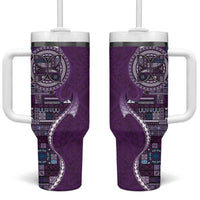Samoan Siapo Art Tattoo Polynesian Pattern Tumbler With Handle Purple Color LT03 One Size: 40 oz Purple - Polynesian Pride
