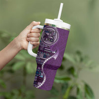 Samoan Siapo Art Tattoo Polynesian Pattern Tumbler With Handle Purple Color LT03 - Polynesian Pride