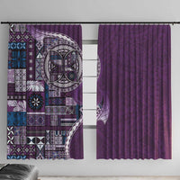 Samoan Siapo Art Tattoo Polynesian Pattern Window Curtain Purple Color LT03 With Hooks Purple - Polynesian Pride