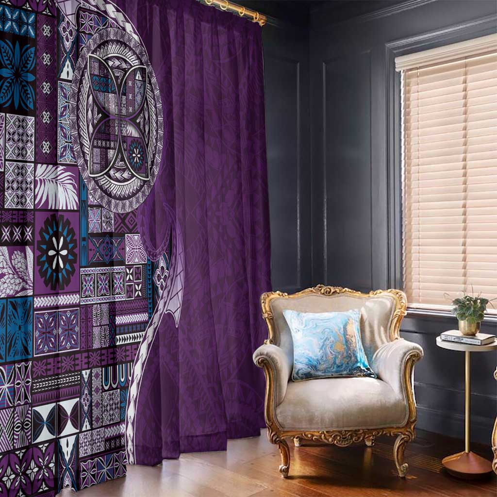 Samoan Siapo Art Tattoo Polynesian Pattern Window Curtain Purple Color LT03 - Polynesian Pride