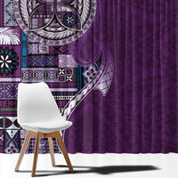 Samoan Siapo Art Tattoo Polynesian Pattern Window Curtain Purple Color LT03 - Polynesian Pride