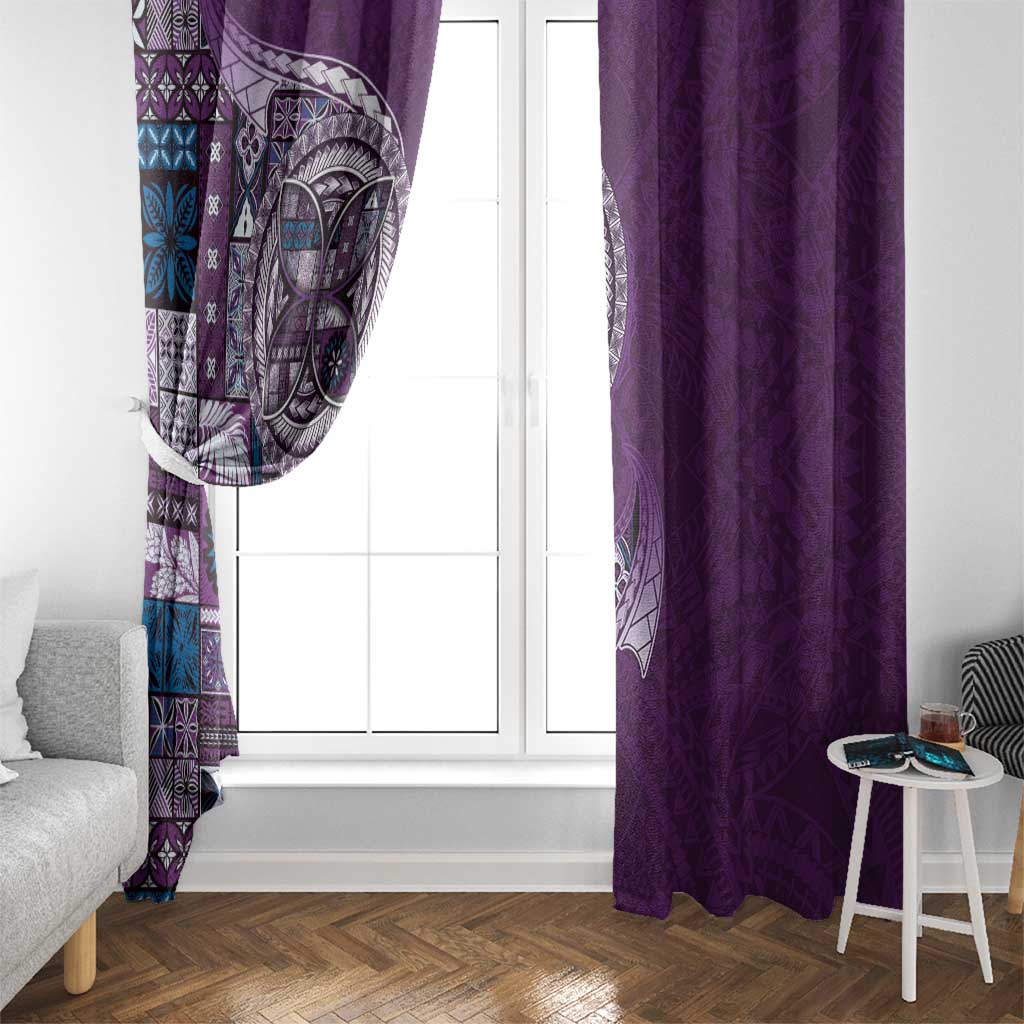 Samoan Siapo Art Tattoo Polynesian Pattern Window Curtain Purple Color LT03 - Polynesian Pride