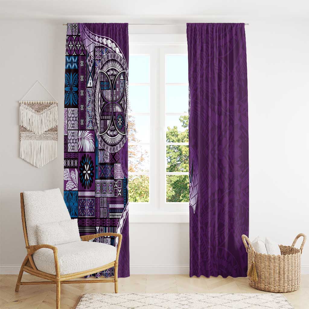 Samoan Siapo Art Tattoo Polynesian Pattern Window Curtain Purple Color LT03 - Polynesian Pride