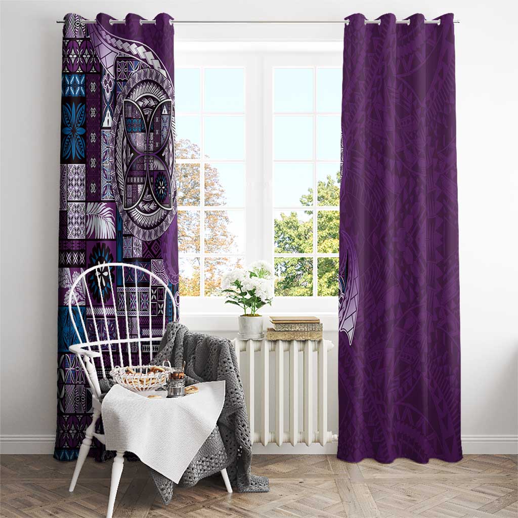 Samoan Siapo Art Tattoo Polynesian Pattern Window Curtain Purple Color LT03 - Polynesian Pride