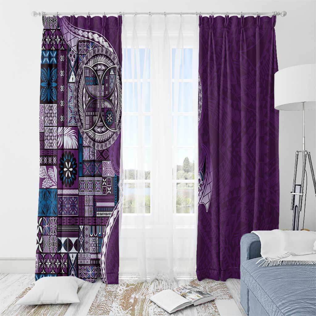 Samoan Siapo Art Tattoo Polynesian Pattern Window Curtain Purple Color LT03 - Polynesian Pride