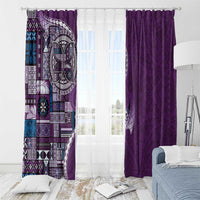Samoan Siapo Art Tattoo Polynesian Pattern Window Curtain Purple Color LT03 - Polynesian Pride
