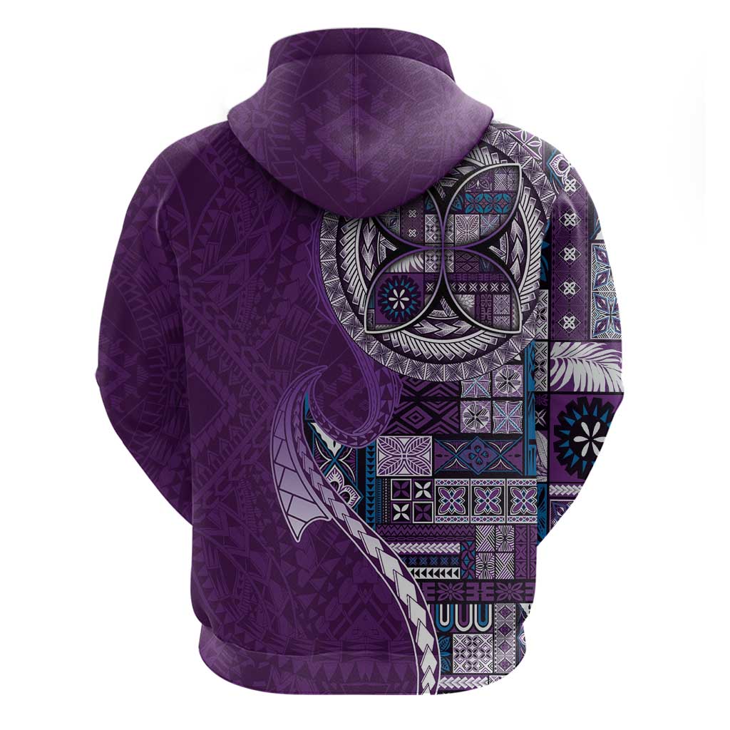 Samoan Siapo Art Tattoo Polynesian Pattern Zip Hoodie Purple Color - Polynesian Pride