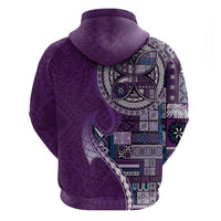 Samoan Siapo Art Tattoo Polynesian Pattern Zip Hoodie Purple Color - Polynesian Pride