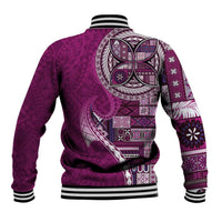 Samoan Siapo Art Tattoo Polynesian Pattern Baseball Jacket Pink Color - Polynesian Pride
