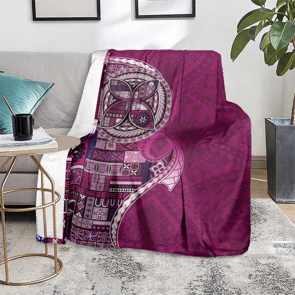 Samoan Siapo Art Tattoo Polynesian Pattern Blanket Pink Color - Polynesian Pride