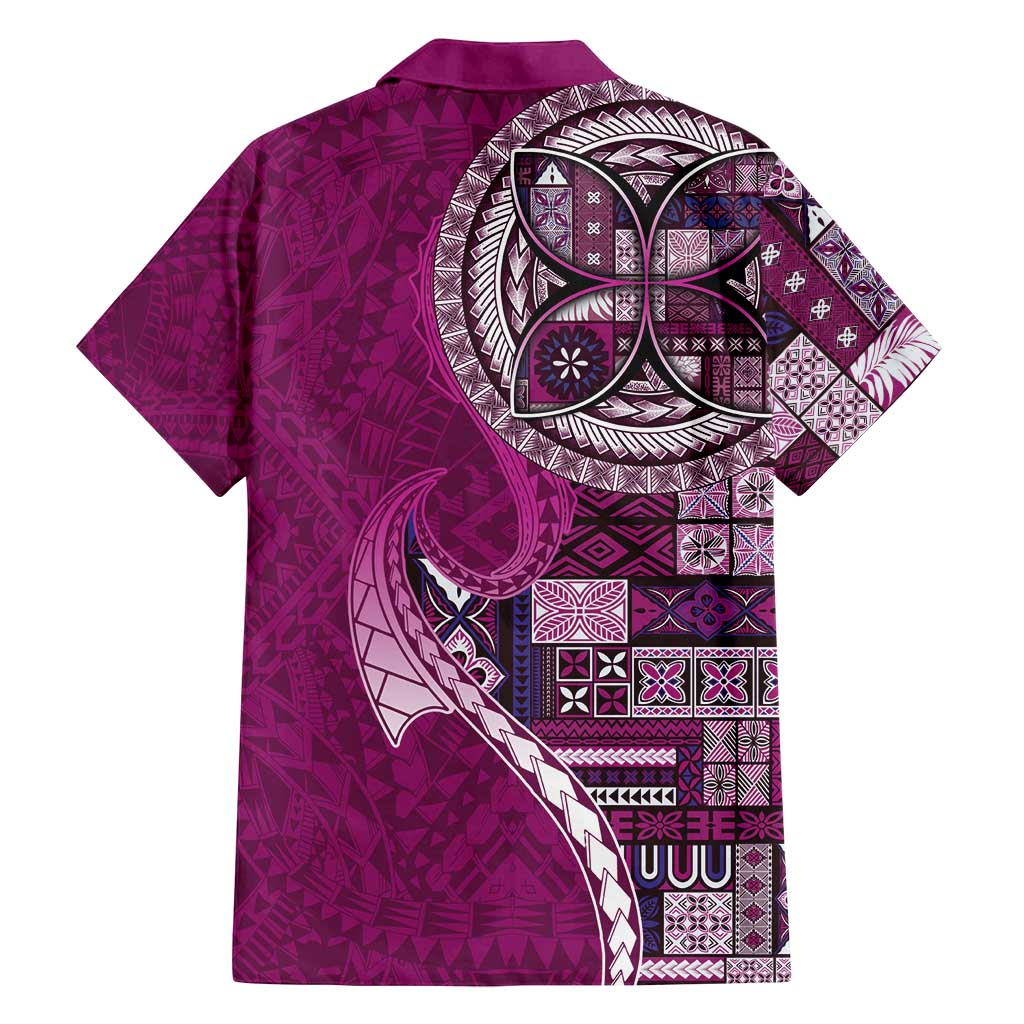 Samoan Siapo Art Tattoo Polynesian Pattern Family Matching Puletasi and Hawaiian Shirt Pink Color - Polynesian Pride